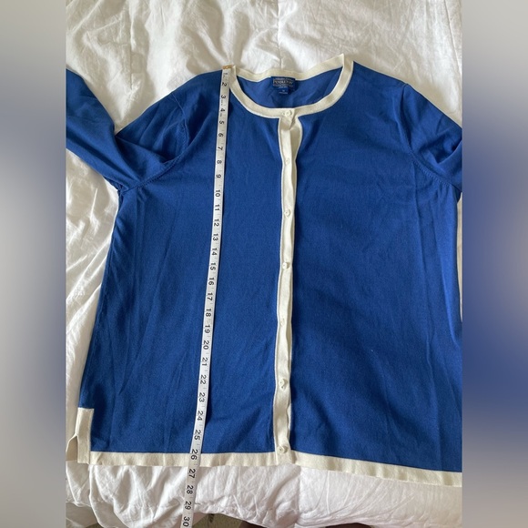 Pendleton silk blend cobalt blue cardigan blouse two piece set | 1X - Picture 13 of 16